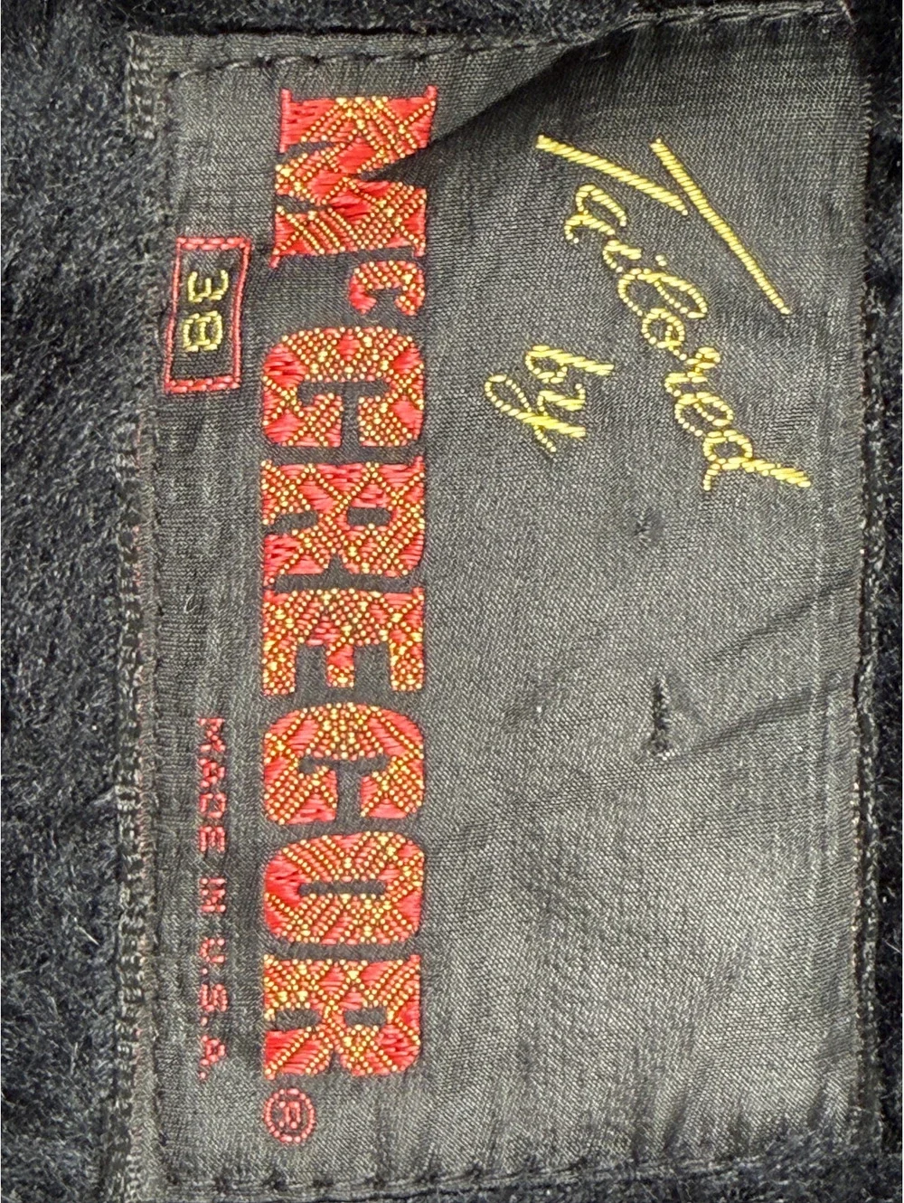 Tailored McGregor Black Long Coat Size 38 Made in USA
